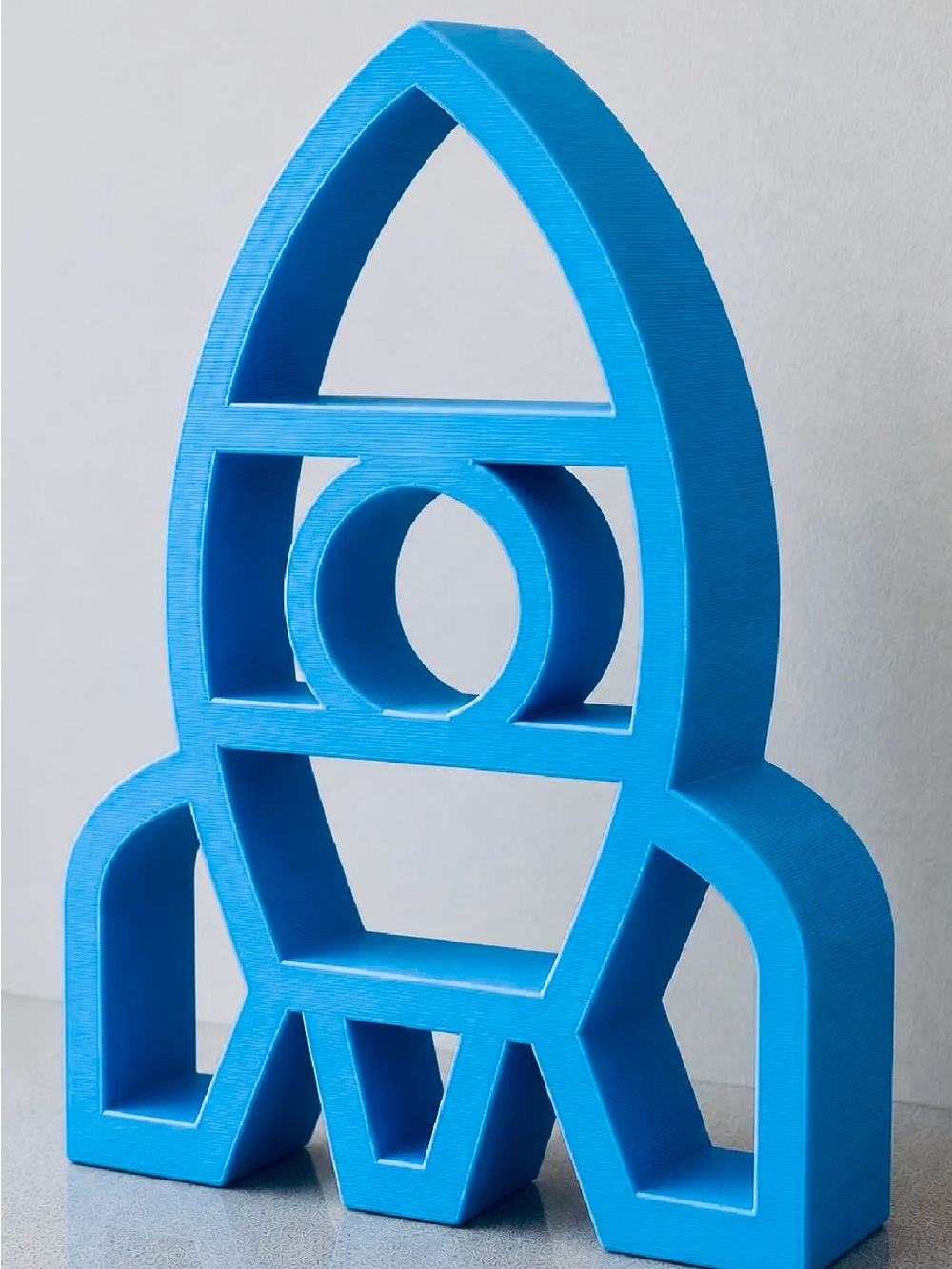 Bright Blue Rocket tabletop display shelf - new!
